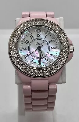 NEW VIVANI Ladies Watch Fresh Battery Pink 7” Band Iced MOP Dial LARGE Numbers • $8.90