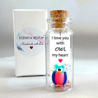 Cute Kawaii Owl With Romantic Message  In A Bottle Anniversary Gift For Her • $24.99