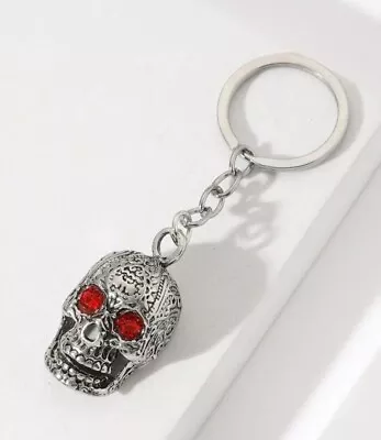 £4.99 • Buy Skull Decorative Design Keyring Keycharm Silver Goth Rock Keys Silver Unisex