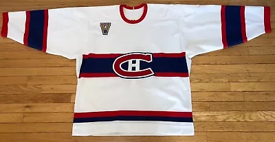 VINTAGE Montreal Canadiens Jersey White Authentic REEBOK Men's 54 Canada RARE 02 • $545