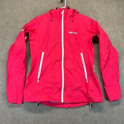 Marmot PreCip Eco Jacket Women's Medium Bright Pink Waterproof Nylon Rain Zips • $24.99
