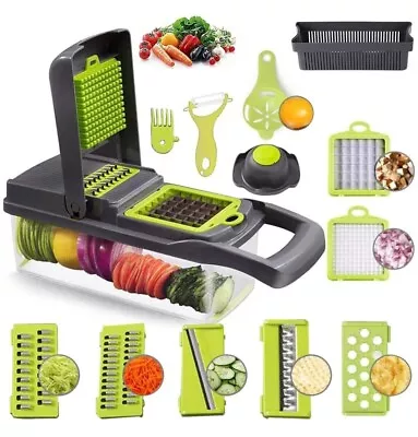 Ultimate 14-in-1 Vegetable Chopper Cutter Slicer Effortlessly Slice And Dice UK • £9.98