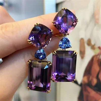 $3.32 • Buy Gorgeous 925 Silver Wedding Purple Drop Earrings For Women Tanzanite Jewelry