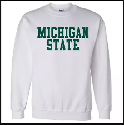 NEW MSU Michigan State Spartans Hoodie / Sweatshirt WHITE CREWNECK • $32.48