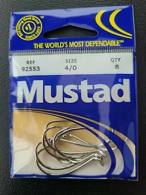 Mustad Classic Hook Size 4/0 Barbed Forged 1X (8 Pack) 92553-NI-4/0-8 • $0.99