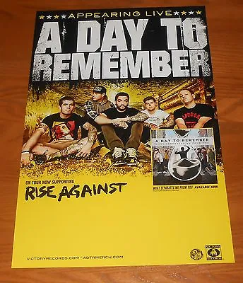 Rise Against A Day To Remember Poster Original Tour Promo 17x11 • $42.95