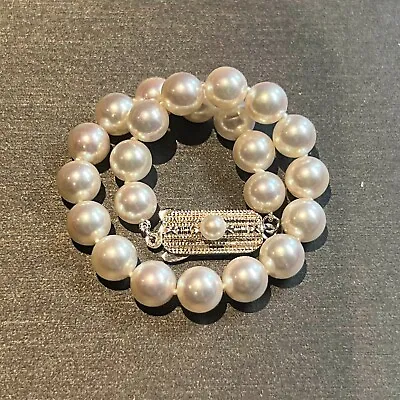 Mikimoto Estate Akoya Pearl Bracelet 7.25 Silver 6.5 - 7 Mm M355 • $632