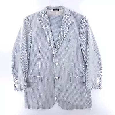 Brooks Brothers Fitzgerald Seersucker Suit 42R W36 Blue White Mens 2 Piece • $99.99