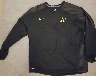 Nike Oakland Athletics Black Gold Logo XL Pullover Dri Fit Jacket MLB Baseball • $19.99