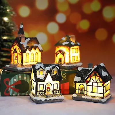 Christmas Figurine Rugged Durable Battery Operated Led Mini House Figurine Diy • $11.35