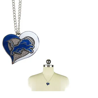 New NFL Detroit Lions Fashion Jewelry Swirl Heart Charm Pendant Necklace • $9.04