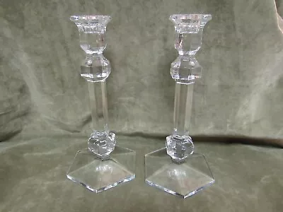 $97.50 • Buy Signed Val St Lambert Crystal 9-3/8  Tall Gardenia Pattern Candlestick Pair