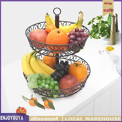 2-Tier Fruit Bowl Vegetable Basket Rack Kitchen Fruit Storage Holder Rack • $18
