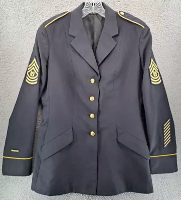 US Army Service Uniform ASU Dress Female Enlisted Jacket 12 MT Blue Gold Patches • $29.98