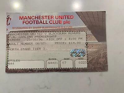 £40 • Buy 1996 Ole Solskjaer Manchester United Debut/First Goal Ticket V Blackburn 25.8.96