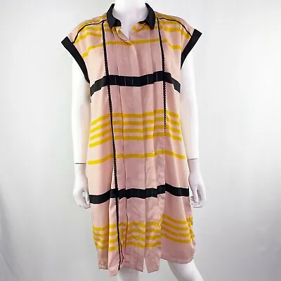 $24.98 • Buy Jason Wu For Target Size L Pink Striped Pleated Cap Sleeve Pleated Shift Dress
