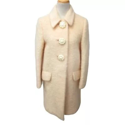 Miumiu Miu 17 Mohair Coat Jacket Long Decorative Buttons Yellow MS1361 36 Used • $246.05