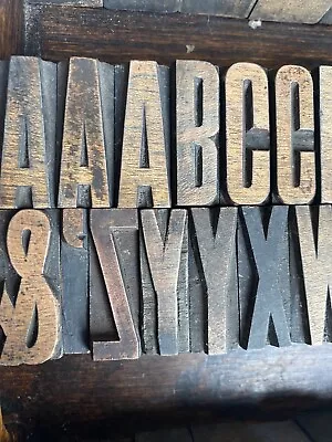 £64.99 • Buy 57 Vintage Wooden Letterpress Printers Letter Blocks Complete Alphabet 3.3cm