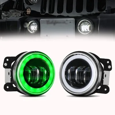 $43.99 • Buy 2PCS 4  Inch LED Fog Light Green Halo DRL Ring For Jeep Wrangler Grand Cherokee