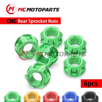 6 GREEN Aluminium Sprocket Nuts For Kawasaki KR1-KR1S 250 All Years • $39.38