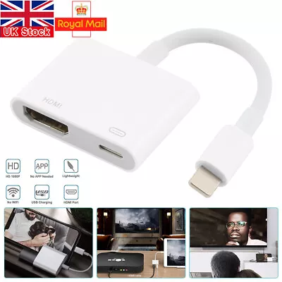 NEW 8 Pin To HDMI Digital TV AV Adapter Cable For IPad IPhone 7 8 X 11 12 13 14 • £6.88