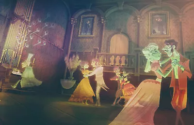 Haunted Mansion Ballroom Scene Dancing Ghosts Organ Player 11x17 Poster Print • $17.99