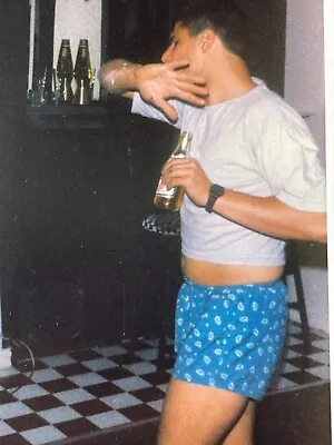 CH) Photograph Handsome Man Boxer Shorts Underwear Hiding Face With Hand 1980's • $22.50