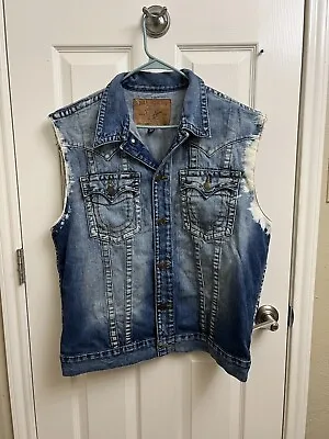 True Religion Jimmy Vest Mens 3XL  Denim Jean Jacket • $129.99