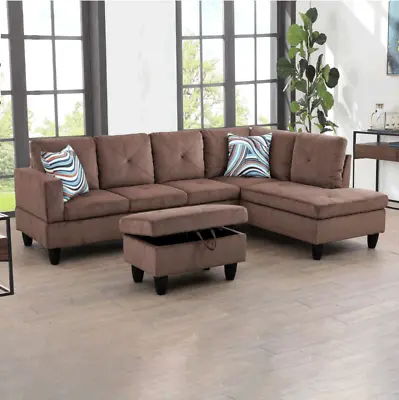 $774.51 • Buy Brown Corduroy Fabric Living Room Sectional Sofa