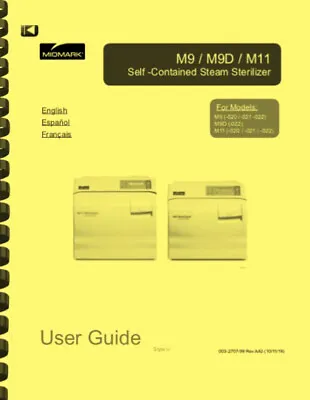 Midmark M11 M9D M9 Ultraclave Automatic Sterilizer OWNER'S MANUAL • $19.95