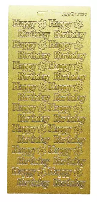 Happy Birthday Silver Gold Glitter Effect Peel Off Sticker Card Making Craft • £1.99