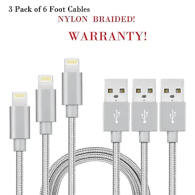 $12.99 • Buy 3 PACK Nylon Braided USB Data Cable Charger Cord For IPhone X 8 7 6 