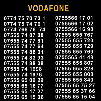 £19.99 • Buy Easy Vodafone VIP Gold Mobile Number Golden Numbers Platinum Diamond SIM Card