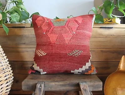 (50*50cm 20inch) Vintage Handwoven Kilim Cushion Cover Dusty Pink Slitweave • $69.95