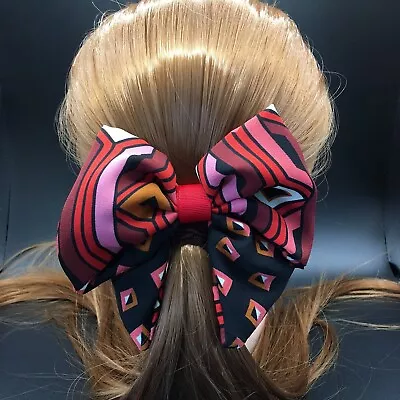 Medium Sailor Bow Hair Clip With Removable Metal Alligator Clip. Red And Pink. • $10