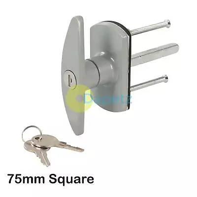 Replacement Garage Door Lock Handle 75mm Square T-handle Arrangement • £16.08