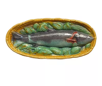 Vintage Minton Majolica Trompe L’Oeil Fish Tray Platter-Rare Wall Plaque Trout? • $315.99