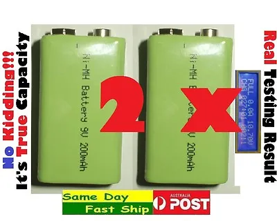 2 X High Quality 9V 200mAh (True NOT Fake) Ni-MH NiMH Rechargeable Battery AU • $19.98