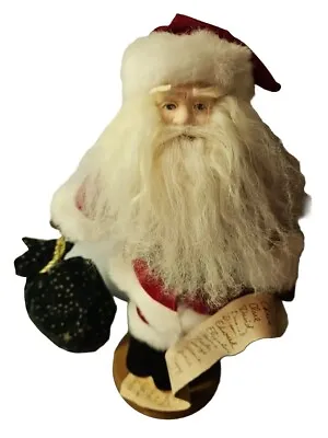 Vintage Santa Claus Name List Ceramic Christmas  Decor Wood Stand 14.5  Tall • $24.97