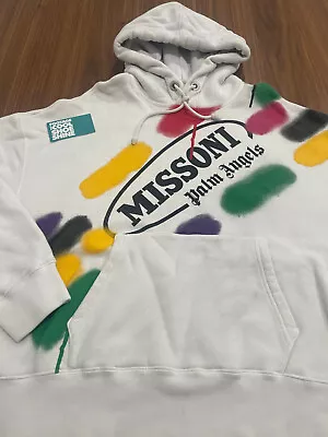 2021 PALM ANGELS X MISSONI HOODIE SWEATSHIRT WHITE SPRAY PAINT SUPREME MEDIUM M • $299.99