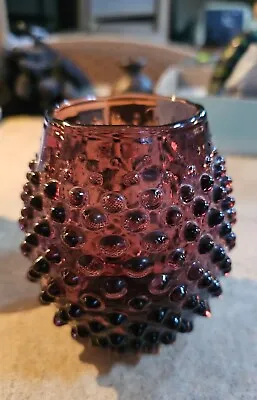 Purple Amethyst Hobnail Vase Vintage Handblown Glass UCAGCO Italy • $10