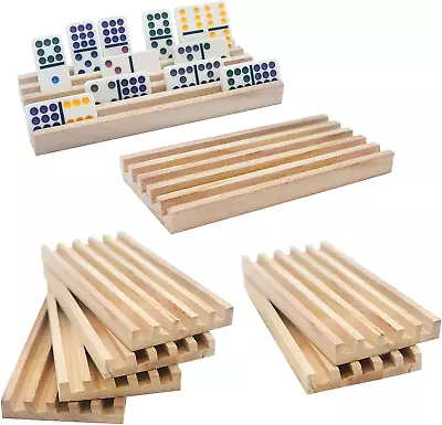 Wooden Domino Trays/Racks Set Of 8 Mexican Train Domino Trays/Racks Holders Rumm • $25.54