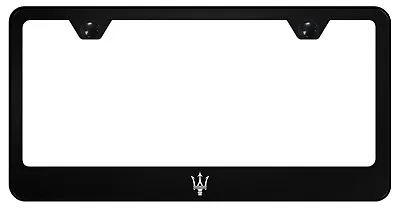 MASERATI *LOGO* BLACK Metal License Plate Frame Tag Holder With Caps • $11.50