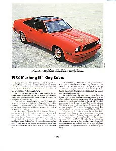 1978 Ford Mustang II King Cobra Article - Must See !! • $19.50