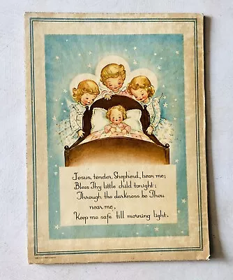 Vintage Print Little Child Bedtime Prayer Keep Me Safe Guardian Angel CR Gibson • $9.99