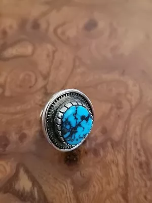 Navaio Toney Mitchell  Morenci Turquoise Sz 8 Ring  • $435