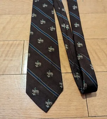 Polo Ralph Lauren Vintage Made By Hand Horse Dog Hunting Scene Neck Tie 56 X 3 • $39.99