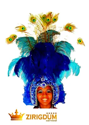 Blue Headdress Blue Feather Headpiece Showgirl Headpiece Brazilian Headdress  • £165.49