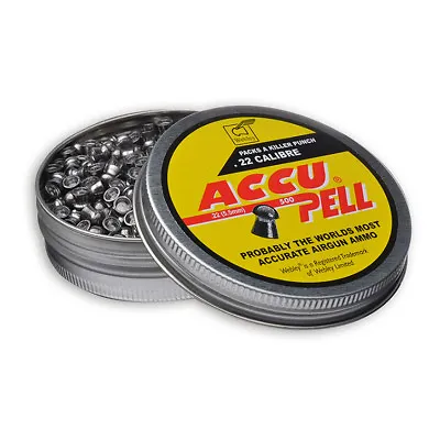 Webley AccuPell Pellets .22 5.5mm Air Rifle Pistol Airgun Hunting 500 In A Tin • £17.95