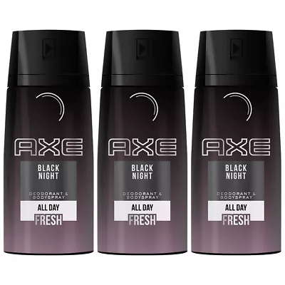 £14.86 • Buy 3 AXE Black Night FRESH Deodorant Bodyspray Men Body Spray 150ml / 5.07oz Each 